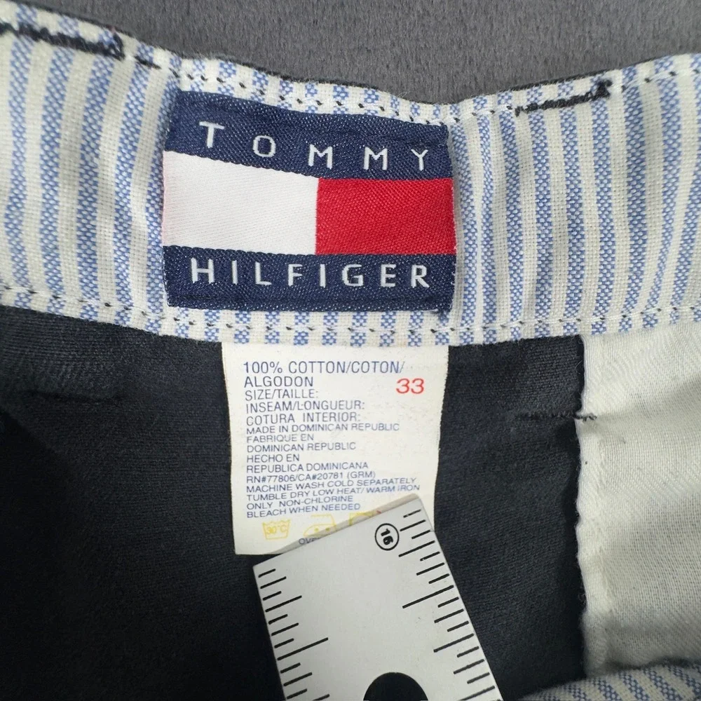 Tommy Hilfiger Chino Shorts Mens 33 Navy Blue Pleated Cotton Vintage 2705
